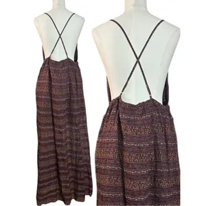 Free People Bohemian Beachy Retro 70s Floral Lace Lotus Maxi Dress Medium thumbnail 8