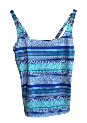 Lands' End Medallion Print Tankini Swim Top 8 Blue Women Adjustable Straps thumbnail 1
