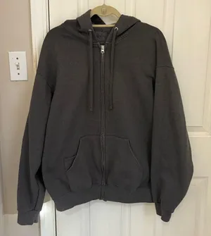 Fruit of the Loom Zip Up Hooded Sweatshirt in Grey thumbnail 1