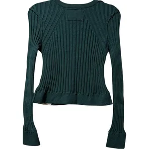 Free People Chunky Ribbed Green Button Down Cardigan Sweater Size‎ Medium thumbnail 2