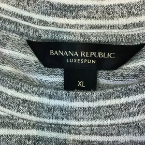 Banana Republic Gray & White Striped Long Sleeve Crewneck Top thumbnail 4