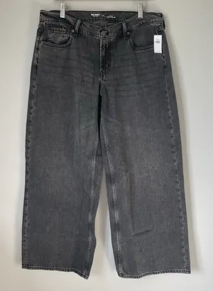 Old Navy Low Rise Baggy Wide Leg Denim Jeans Pants Cotton Blend Black Size 12 thumbnail 1