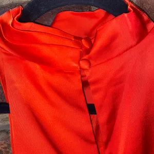 NWOT Lulu's Distinctive Charm Red Orange Satin Midi Dress Women's Size Medium thumbnail 8