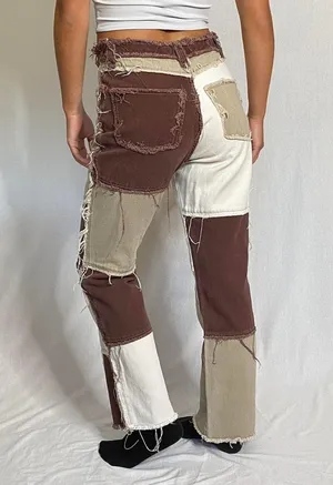 Jaded London Brown Patchwork Jeans thumbnail 5