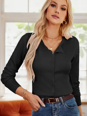 Grace Karin Women’s Small Black Button Front Cardigan Sweater Viscose Knit thumbnail 4