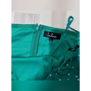 Lulus NWT Women Large Nellie Green Polka Dot Ruffle Midi Dress Dainty Romantic thumbnail 8