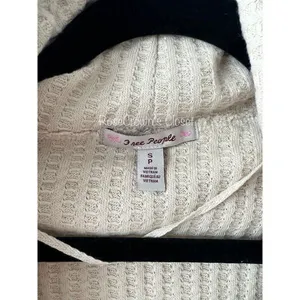 Free People NWT Women Small Cream Knit Sweater Top Lagenlook Boho Fall Cottage thumbnail 5