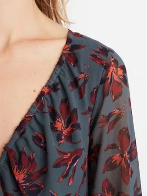 Madewell Green Floral Winter Orchid Willowleaf Tie Sleeves Maxi Dress 10 thumbnail 9
