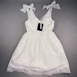 Layered with Love White Lace Mini Dress Bow Straps V-Neck Sleeveless Small NWT thumbnail 1