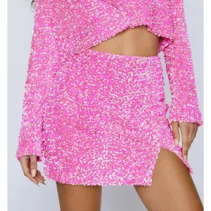 NASTY GAL Premium‎ Velvet Pink Sequin Mini Skirt Size 0 - New With Tags thumbnail 1