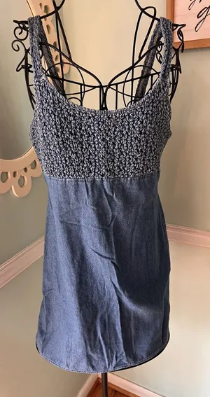 Upfront Dress Size Medium Vintage Denim Sleeveless Mini Y2k‎ Aesthetic Street thumbnail 1