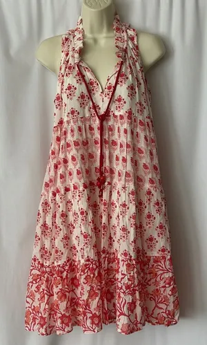 Ro's Garden NWT Red Floral Sofia Sleeveless Ruffle Short Dress **Size XS** 🌺🌺 thumbnail 1