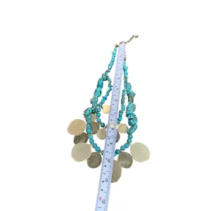 Chicos turquoise Gold metal Statement Boho Bib Tribal metal Knecklace SKU 9577 thumbnail 7
