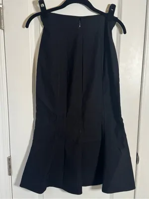 Anthropologie Black Linen Blend Fluted Midi Skirt XS Quiet Luxury Mermaid Office thumbnail 3