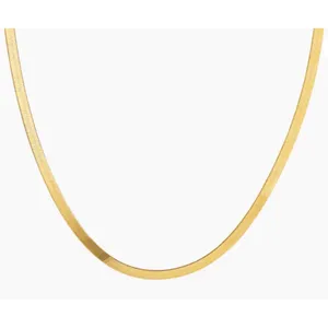3mm Gold Herringbone Necklace | Gold Plated Sterling Silver‎ thumbnail 5