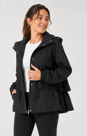 NWT Halara Black Mesh Lined Drawstring Utility Jacket XL thumbnail 1