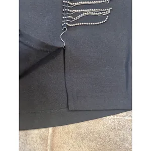Vero Moda Black VMKASEY HW Mini Skirt Rhinestone Fringe Slit NWT Size M 10276141 thumbnail 3