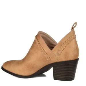 JOURNEE COLLECTION‎ Sophie Braided Strap Bootie, Block Heel, Tan, Size 11, NWT thumbnail 4