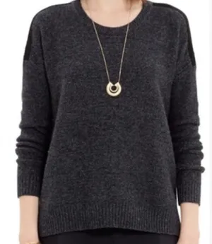 Madewell Women's Size Small Suede Stripe Texture Sweater‎ Dark Gray Crewneck thumbnail 1