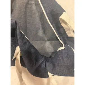 Meet Me At The Barre Denim Duffel Bag Gym Travel Dance‎ Tote Dark Blue White thumbnail 7
