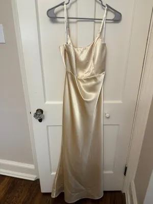 Lulus Champagne Satin Dress thumbnail 3