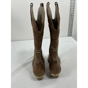 Womans Very Volatile Raspy Western Pull On Boots 10 Brown Stitch Detail thumbnail 3
