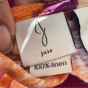JOIE | Multicolored Capped Sleeve Linen Top Sz L thumbnail 7