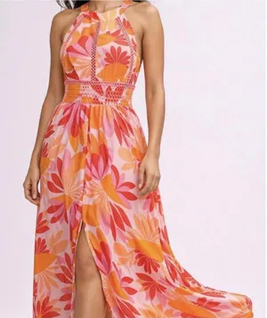 Anthropologie Abel the Label Rumi Pink Maxi Dress Wedding Floral Size Small thumbnail 1