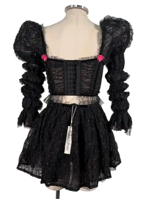 NEW For Love and Lemons romantic gothic coquette corset top mini skirt Set thumbnail 5