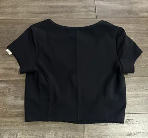 Aerie Offline Black V-Neck Short Sleeve Cropped thumbnail 2
