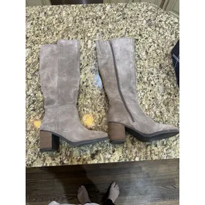 Lucky Brand, BONNAY Womens Leather Stacked Heel Knee-High Boots Size 7 Mink thumbnail 2