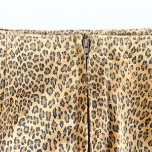 Melanzana Womens‎ Vintage 90s Leopard Print Suede Leather Mob Wife Skirt Size 14 thumbnail 5