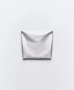Zara Strapless Stretch Tube Top Silver thumbnail 6
