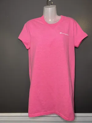 Champion Tunic Shirt Womens XS Pink Solid Logo Crew Neck Short Sleeve Tee Top thumbnail 2