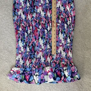 Pink Lily Boutique Floral Print Midi Dress Ruched Bubble Sleeves Size Medium thumbnail 12