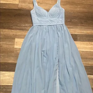 Azazie Light Blue‎ Satin Dress thumbnail 1