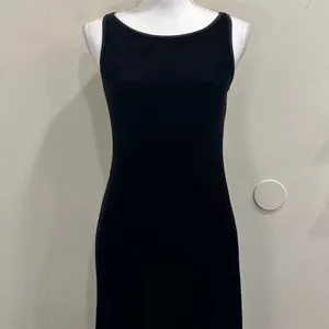 Y2K 90s My Michelle Black Velvet Maxi Dress Sleeveless Boat Neck S Goth Witchy thumbnail 3