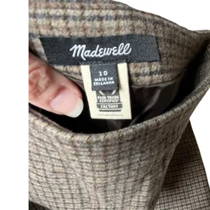 Plaid Mini Skirt A Line‎ Wool Blend Brown Blue Preppy Madewell Women 10 thumbnail 4