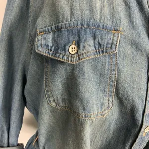 Universal Threads Blue Faded Button Down Raw Hem Belted Denim Casual Dress Small thumbnail 9