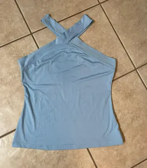 Light Baby Powder Blue x cross front top size small boutique thumbnail 4