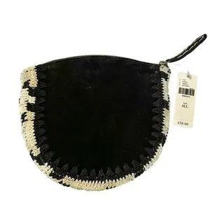 Anthropologie Jasper & Jeera Leather Crocheted Clutch Handbag thumbnail 2