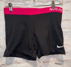 Nike Pro Black Bike Shorts with Pink Waistband Dri fit extra large spandex thumbnail 1