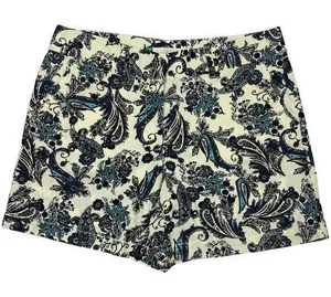 Linen Blend Preppy Shorts 6 Paisley Vacation Dressy Chino Garden Boho‎ Garden thumbnail 1