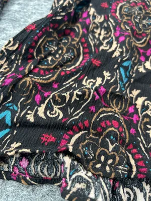 Free People Boho Lace-Panel Floral Tunic Top in Black, Burgundy, Teal thumbnail 4