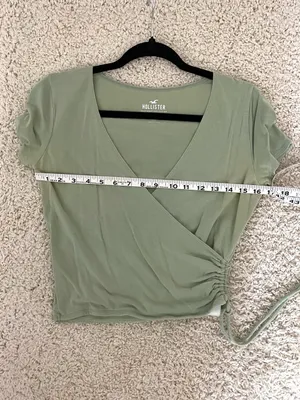 Hollister Sage Green Faux-Wrap Short Sleeve Crop Top thumbnail 3