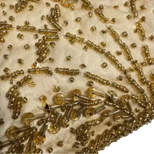 Vintage Gold Beaded Evening Clutch w/ Chain Strap Ivory Satin Floral Embroidery thumbnail 6