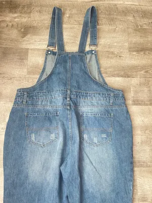 City Chic Mid Wash Distressed Denim Overalls Sz S/16 New without tags thumbnail 7