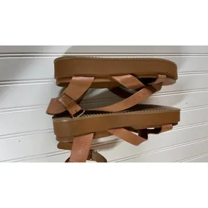 Inuovo Brown Leather Platform Sandals Strappy Flatform Toe Loop Womens 40 thumbnail 8
