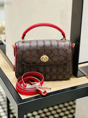 Coach Marlie Top Handle In Signature Canvas with Quilting Gold/Khaki/Black c5645 thumbnail 3