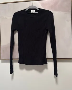 Redone black ribbed sweater thumbnail 1